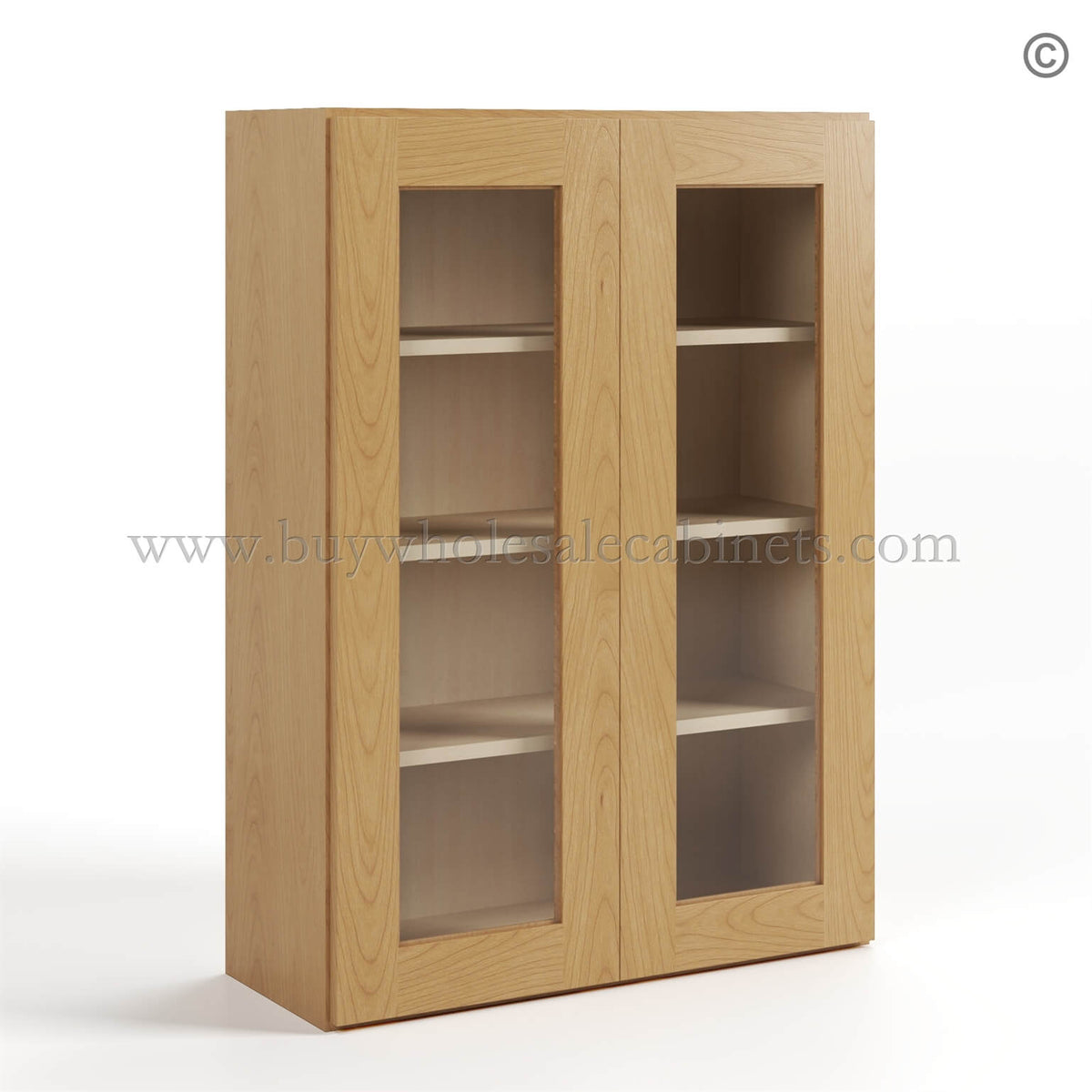 Treasure Chest Shaker 42″ H Double Door Wall Cabinet with Glass Doors