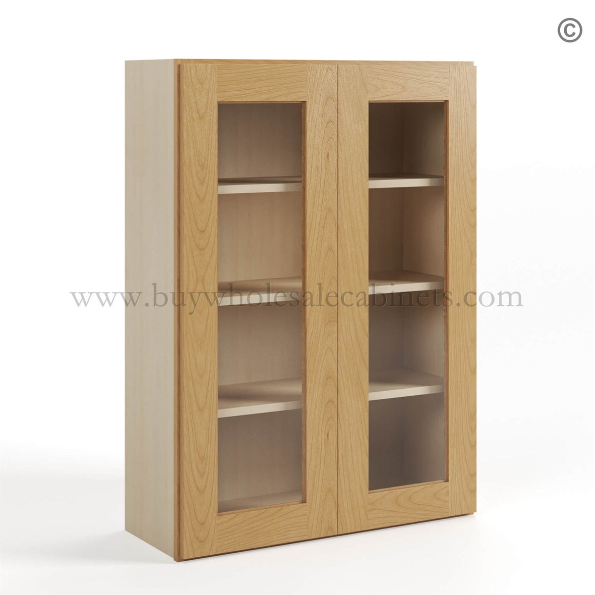 Treasure Chest Shaker 42″ H Double Door Wall Cabinet with Glass Doors