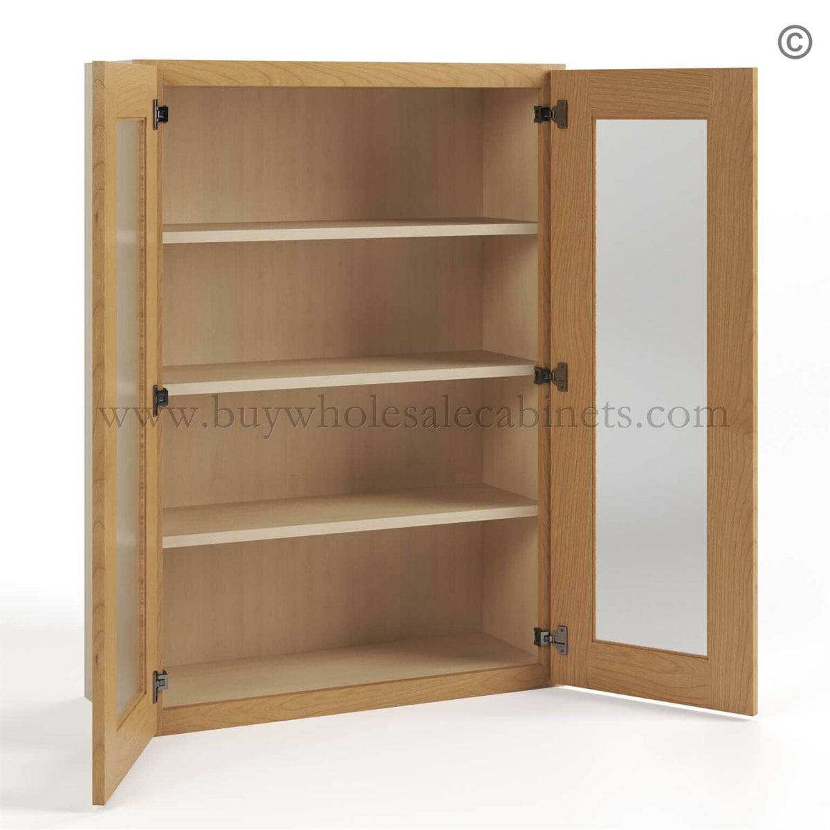 Treasure Chest Shaker 42″ H Double Door Wall Cabinet with Glass Doors