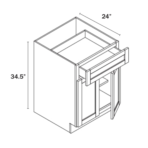 Dorian Gray Shaker Base Cabinet Double Door and Single Drawer