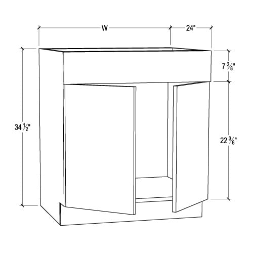 Frameless Classic Chestnut Sink Base Cabinet – 2 Doors & 1 False Drawer