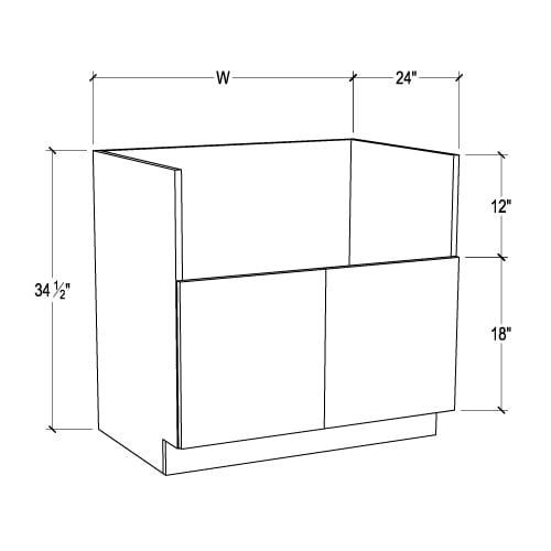 Frameless Classic Chestnut Farm Sink Base Cabinet – 2 Doors
