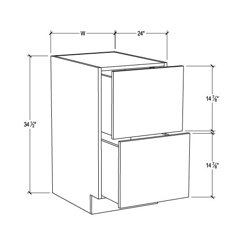 Frameless Oxford Blue Base Cabinet – 2 Drawer