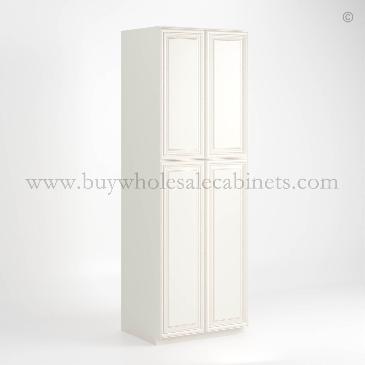 Charleston White Raised Panel 30″ W Two Double Door Utility Pantry Cabinet