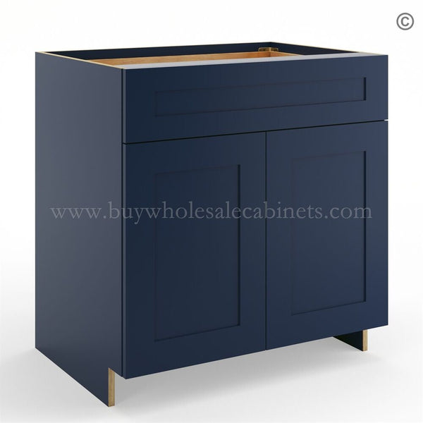 Frameless Oxford Blue Base Cabinet – 1 Drawer, 2 Doors, 1 Shelf