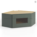 Green Shaker 12″x 24″ Diagonal Corner Wall Shelf with Glass Door