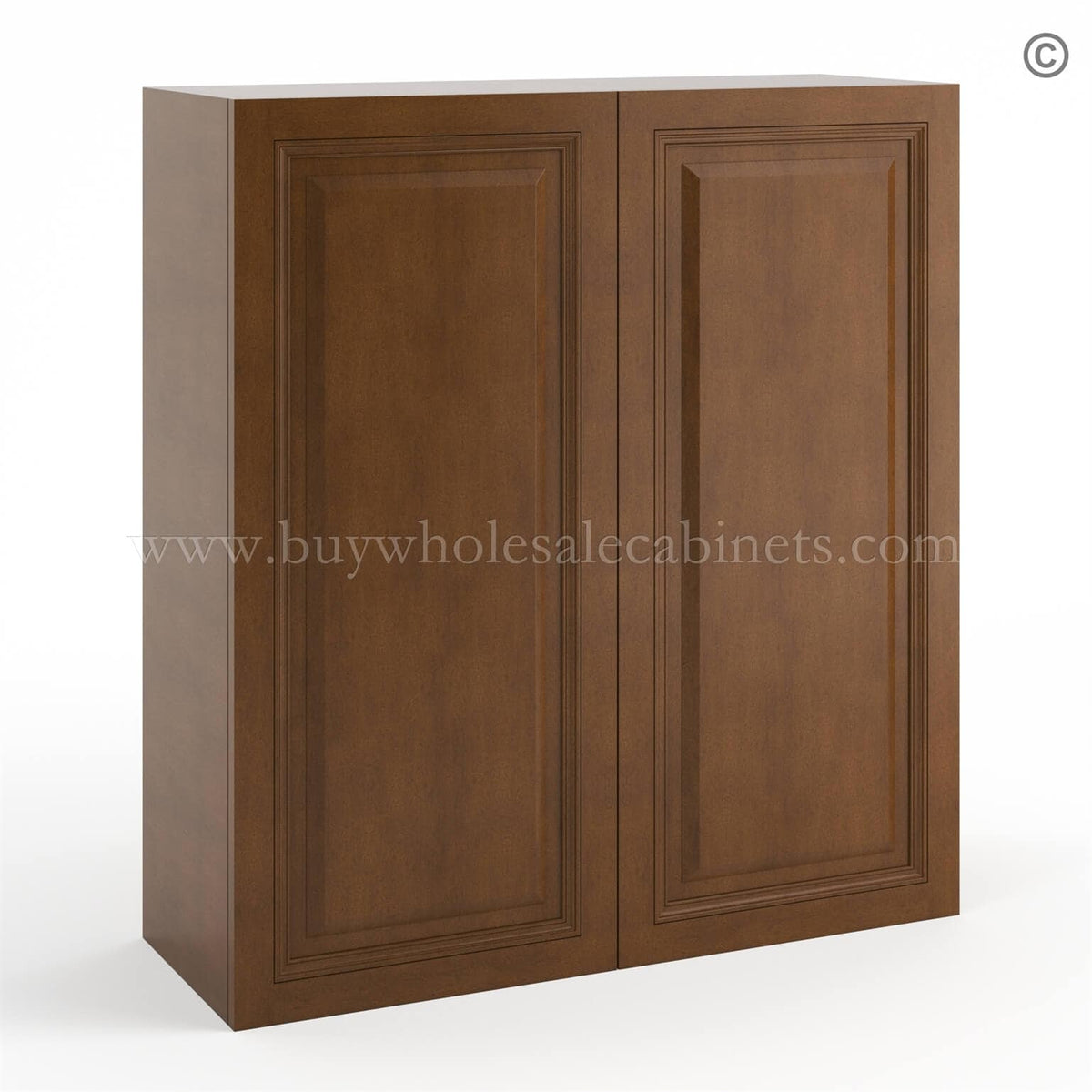Frameless Classic Chestnut 36″ Tall Wall Cabinet – 2 Doors 2 Shelves
