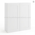 Frameless Modern White Shaker 36″ Tall Wall Cabinet – 2 Doors 2 Shelves