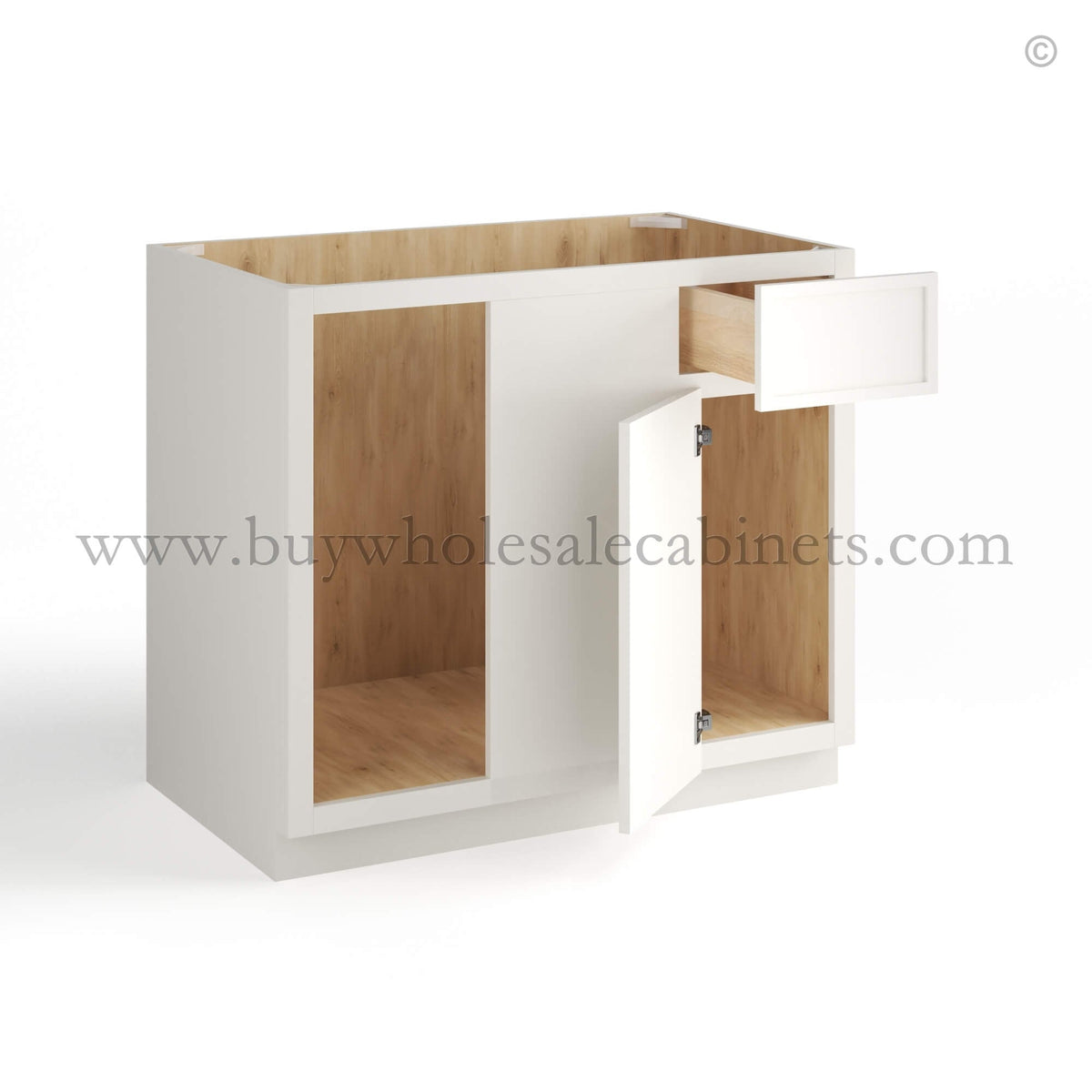 Dove White Slim Shaker Blind Corner Base Cabinet