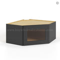 Slim Black Shaker Diagonal Corner Wall Shelf with Glass Door