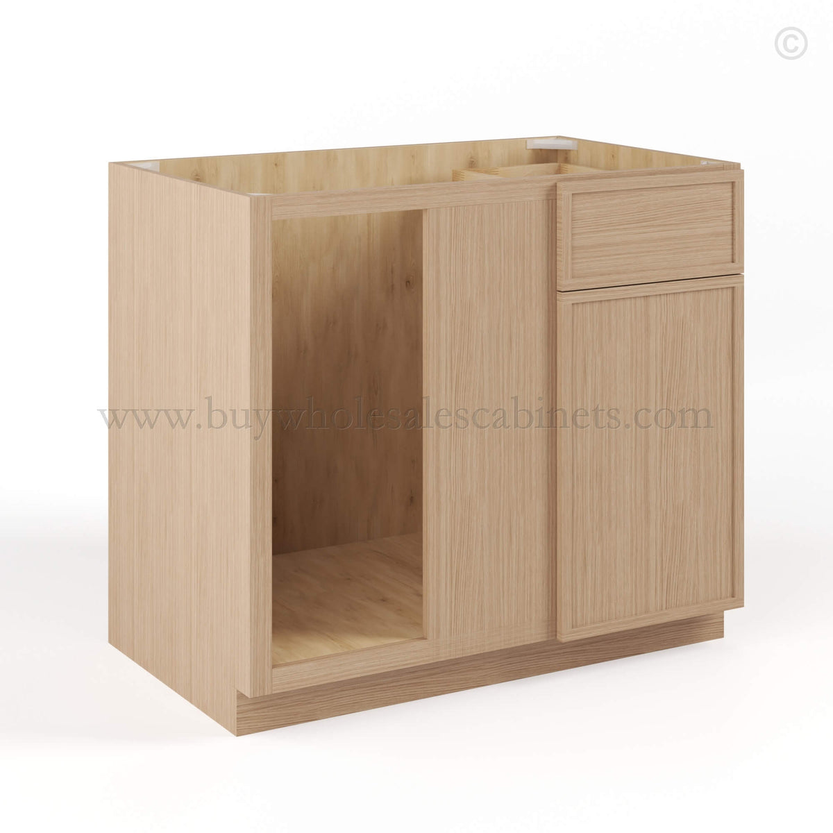 Slim Oak Shaker Blind Corner Base Cabinet