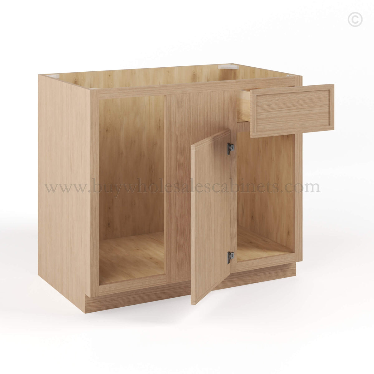 Slim Oak Shaker Blind Corner Base Cabinet