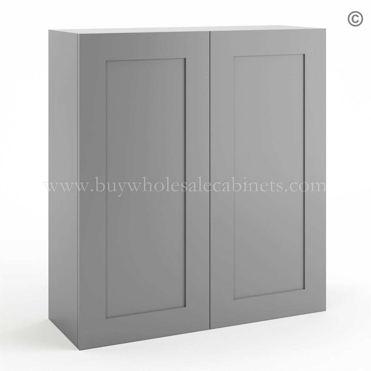 Frameless Graphite Gray 36″ Tall Wall Cabinet – 2 Doors 2 Shelves