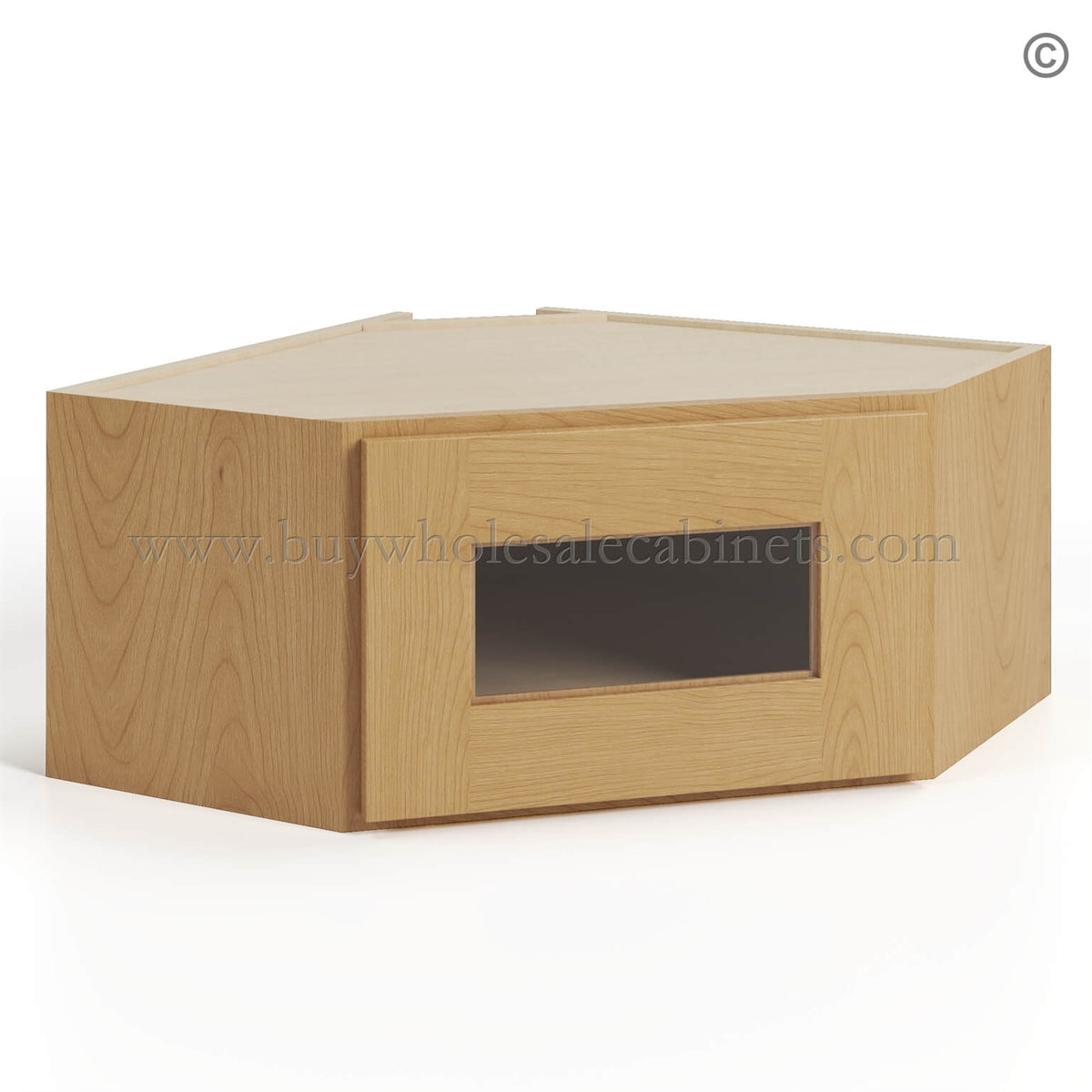 Treasure Chest Shaker 12″x 24″ Diagonal Corner Wall Shelf with Glass Door