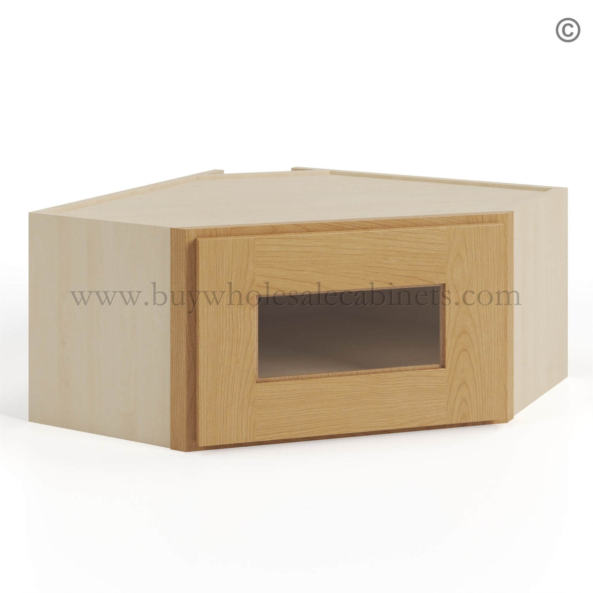 Treasure Chest Shaker 12″x 24″ Diagonal Corner Wall Shelf with Glass Door