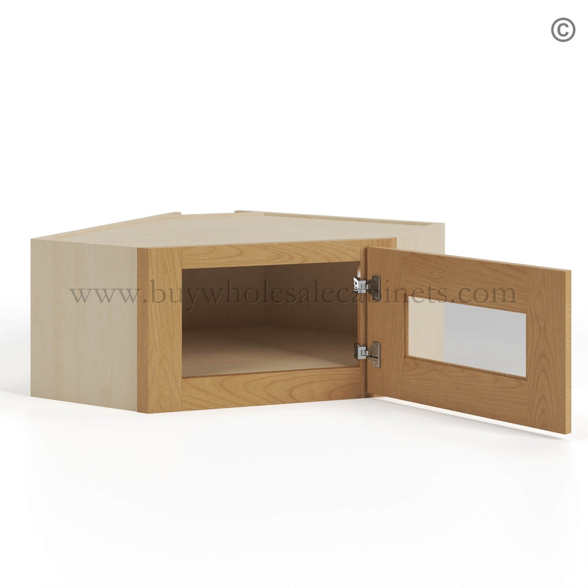 Treasure Chest Shaker 12″x 24″ Diagonal Corner Wall Shelf with Glass Door