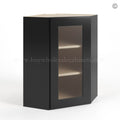 Black Shaker 24″ Diagonal Corner Wall Cabinet with Glass Door