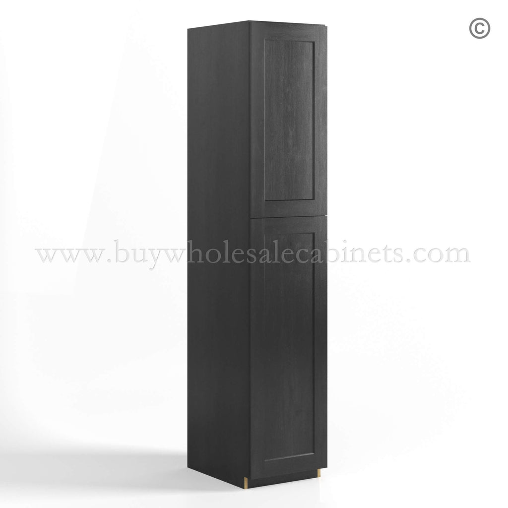 Charcoal Black Shaker Tall Pantry Cabinet 2 Doors
