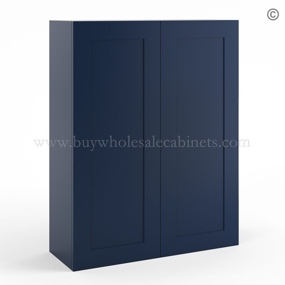 Frameless Oxford Blue 42″ Tall Wall Cabinet – 2 Doors 3 Shelves