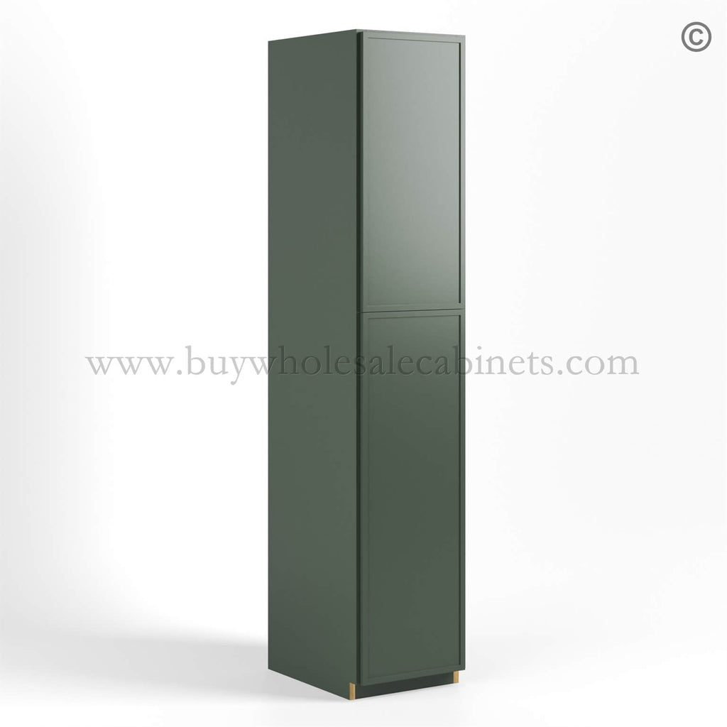 Slim Shaker Green Tall Pantry Cabinet 2 Doors