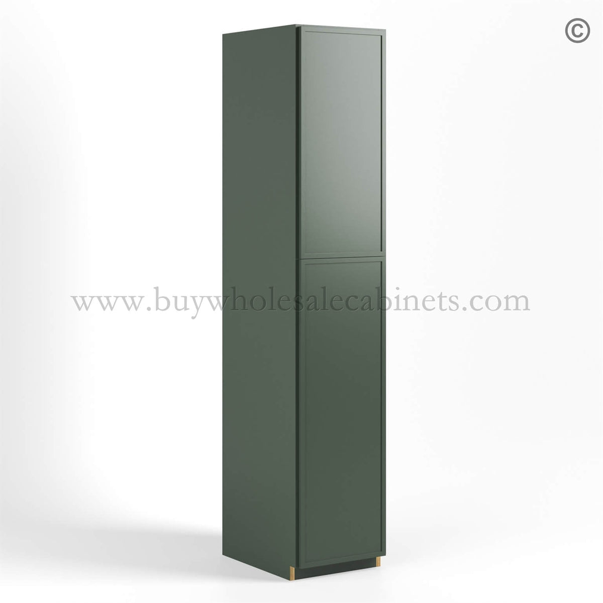 Slim Shaker Green Tall Pantry Cabinet 2 Doors