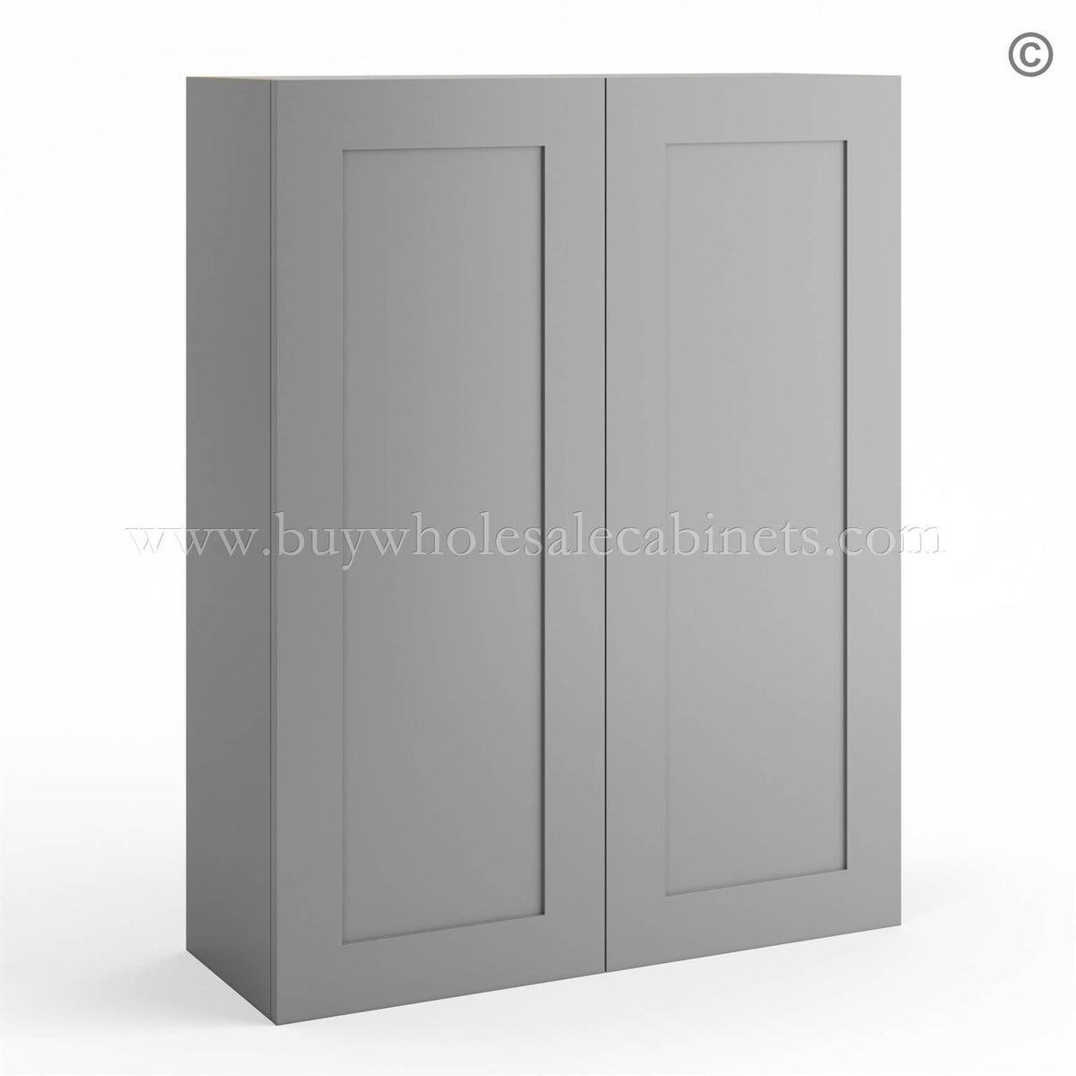 Frameless Graphite Gray 42″ Tall Wall Cabinet – 2 Doors 3 Shelves