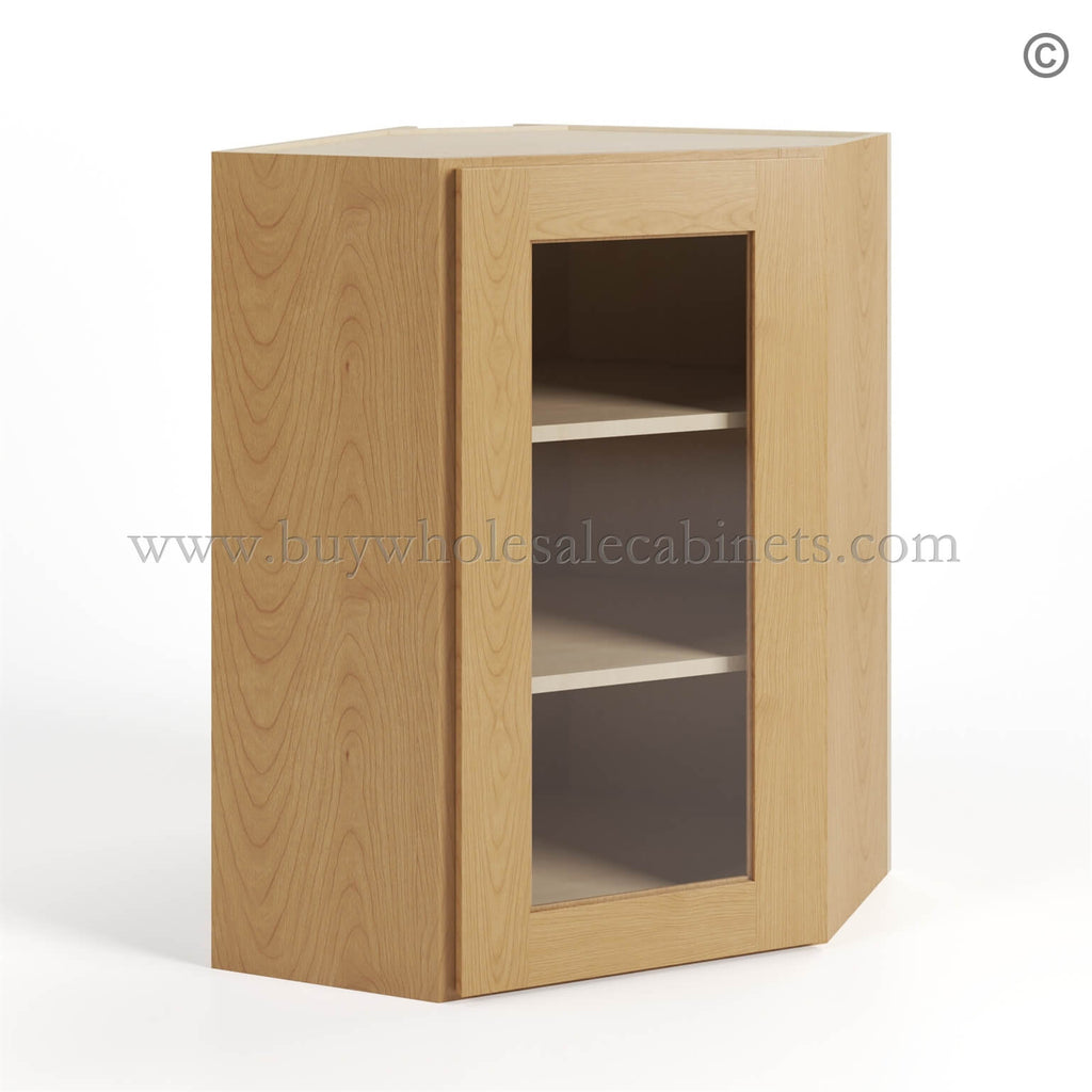 Treasure Chest Shaker 24″ Diagonal Corner Wall Cabinet with Glass Door