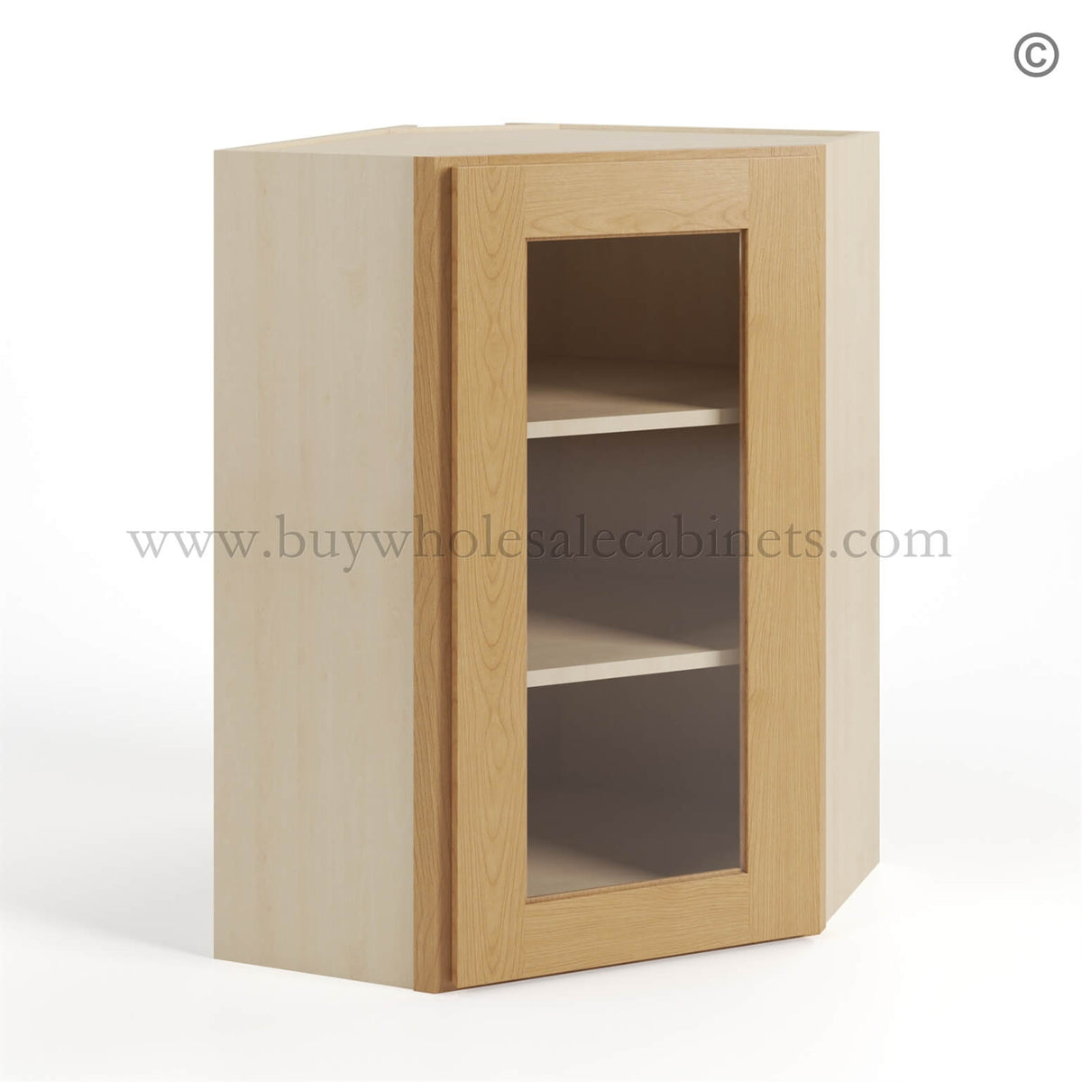 Treasure Chest Shaker 24″ Diagonal Corner Wall Cabinet with Glass Door