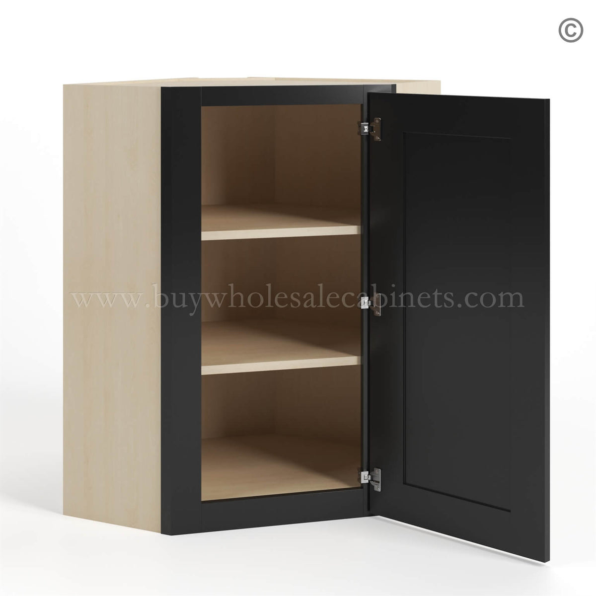 Black Shaker 24″ Diagonal Corner Wall Cabinet