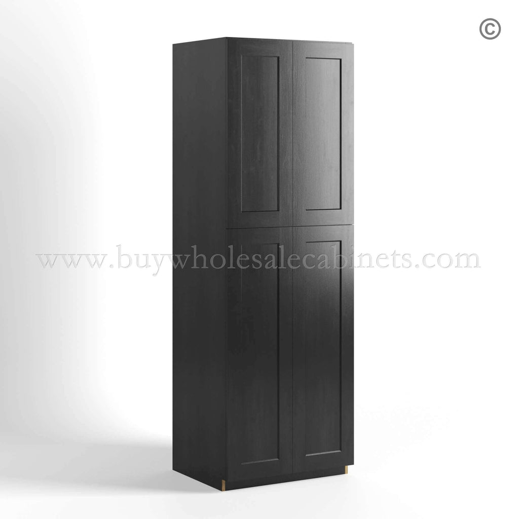 Charcoal Black Shaker Tall Pantry Cabinet 4 Doors
