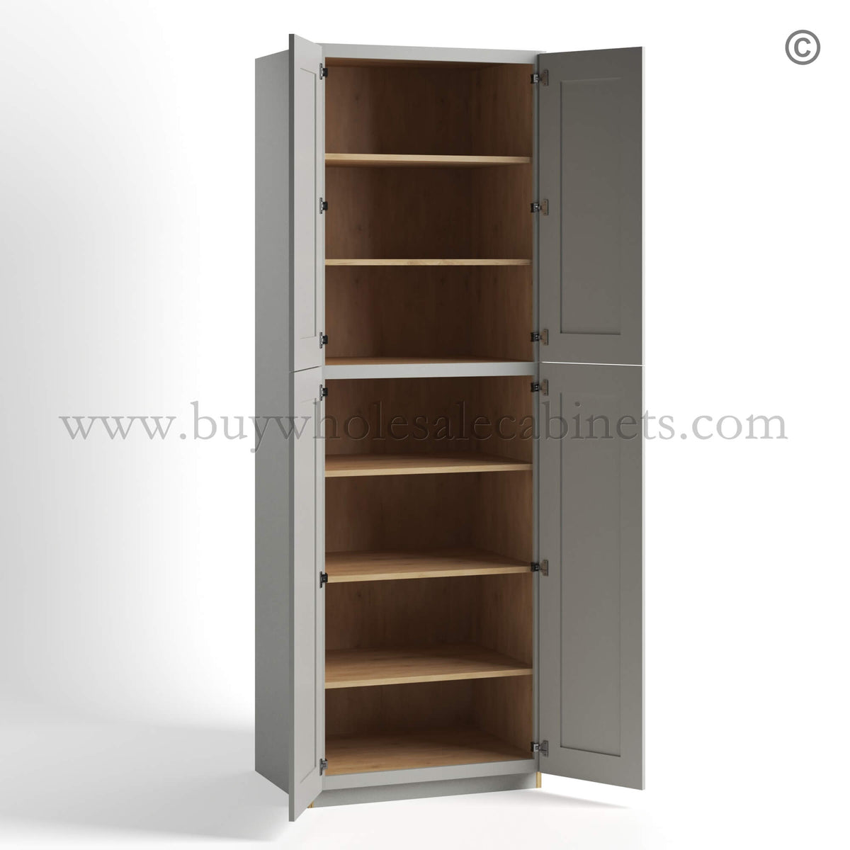 Dorian Gray Shaker Tall Pantry Cabinet 4 Doors