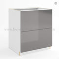 Frameless Gloss Gray Two Drawer Base Cabinet