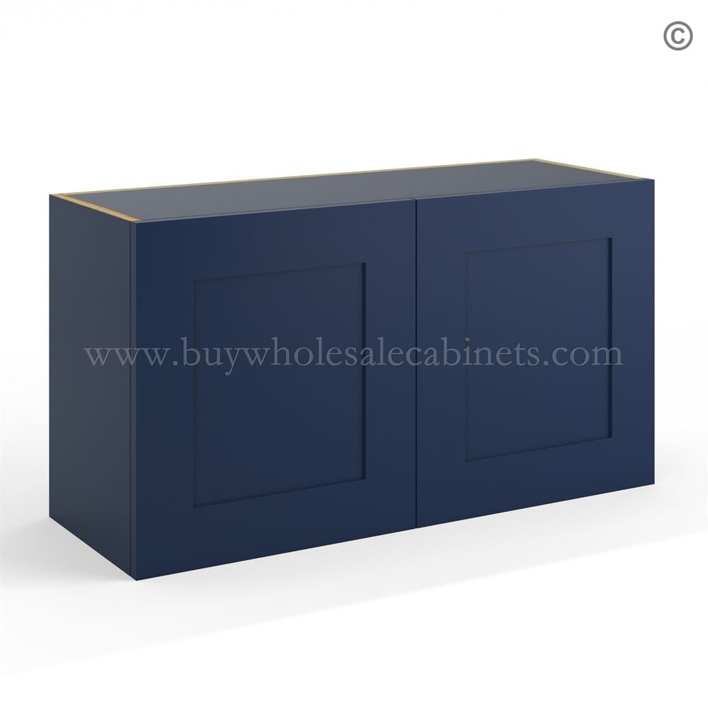 Frameless Oxford Blue Deep Wall Cabinet – 2 Doors No Shelf – 12″D, 30″W