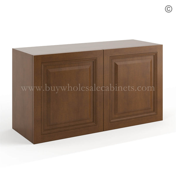 Frameless Classic Chestnut Deep Wall Cabinet – 2 Doors No Shelf – 12″D, 36″W