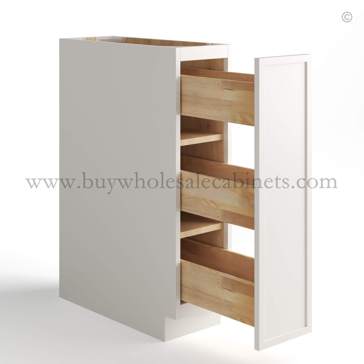 Dove White Slim Shaker Spice Pull Base Cabinet
