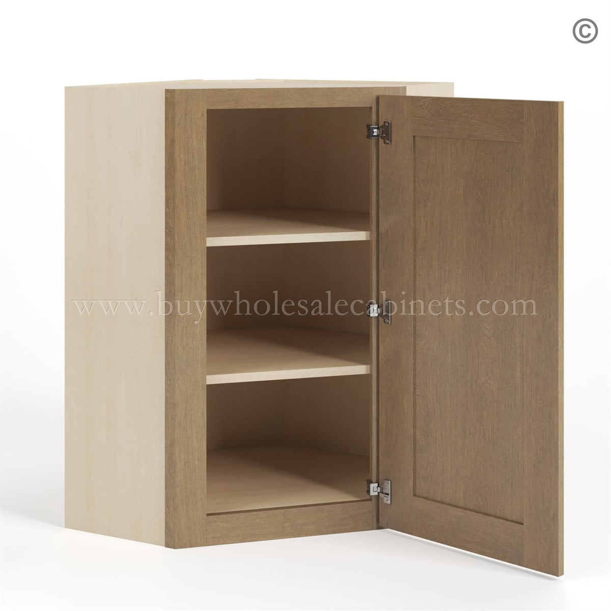 Rustic Wood Shaker 24″ Diagonal Corner Wall Cabinet