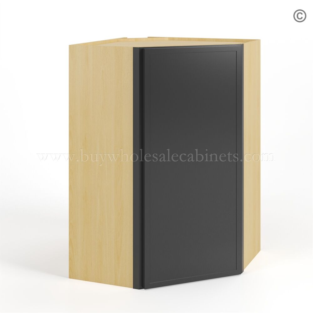 Slim Black Shaker Diagonal Corner Wall Cabinet