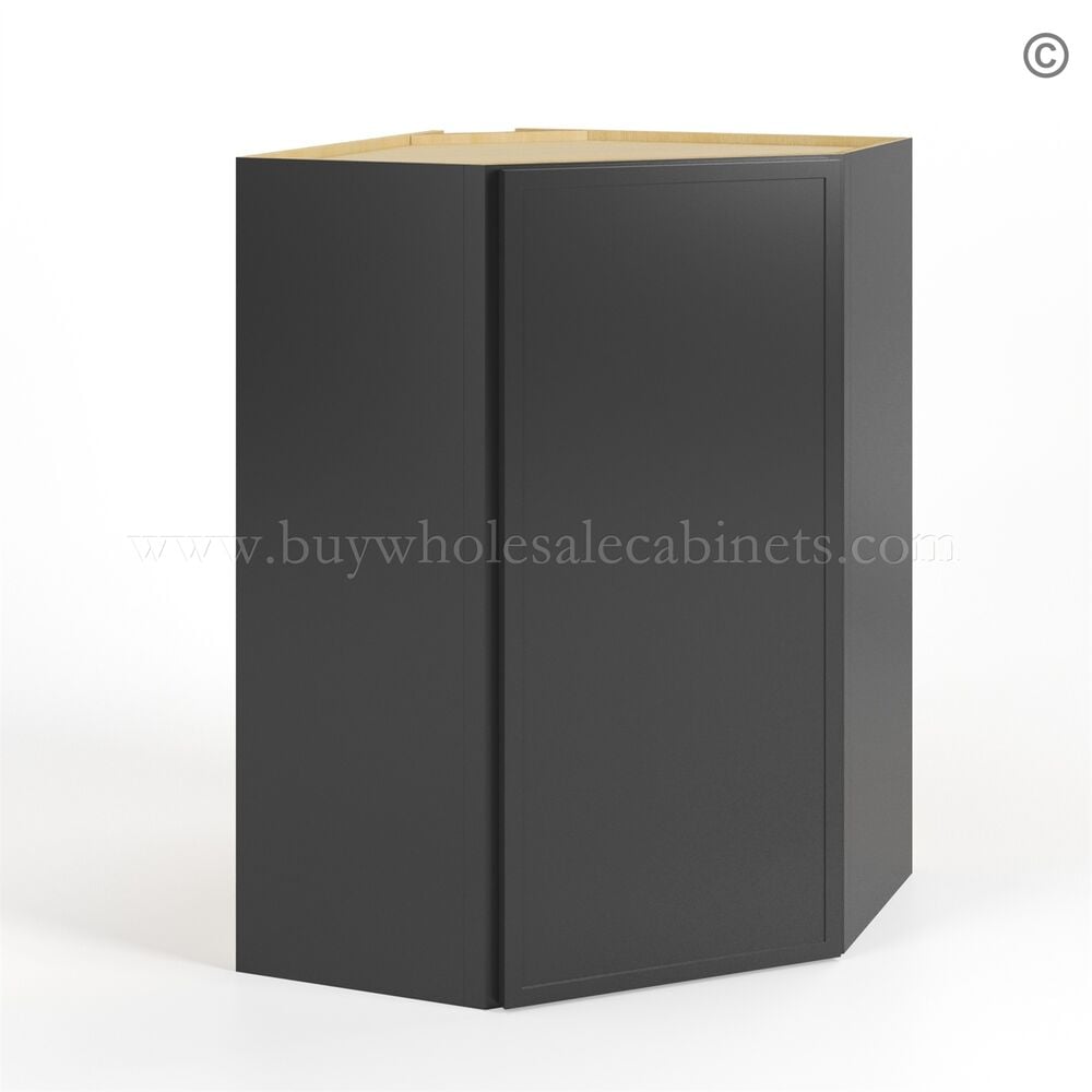 Slim Black Shaker Diagonal Corner Wall Cabinet