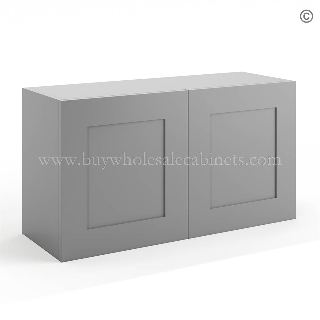 Frameless Graphite Gray Deep Wall Cabinet – 2 Doors No Shelf – 12″D, 24″W
