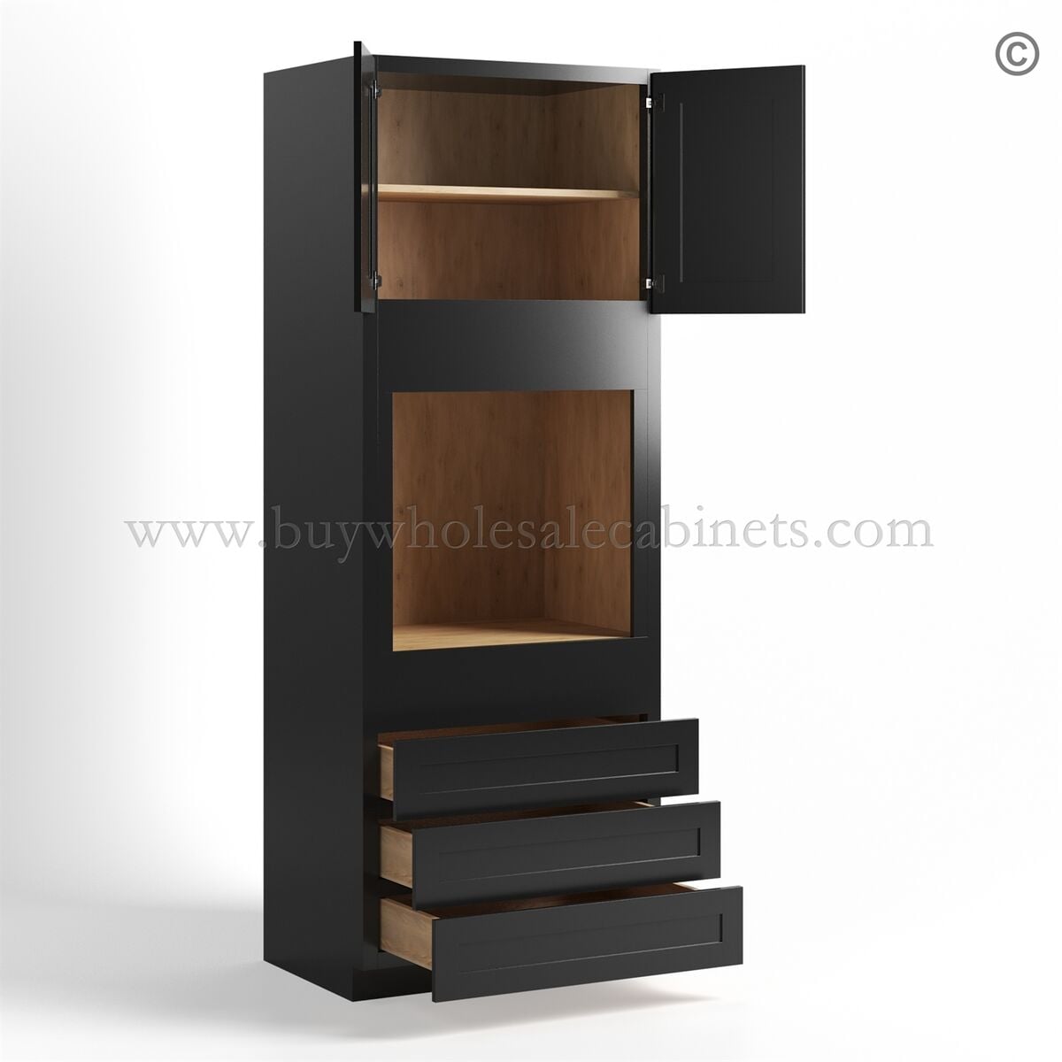 Black Shaker 33″ W Oven Pantry Cabinet