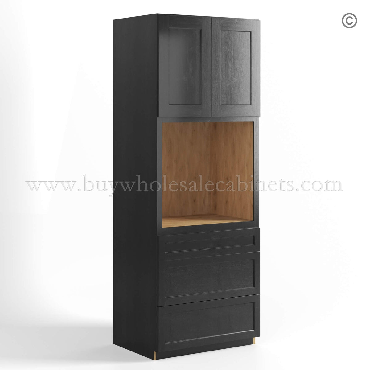 Charcoal Black Shaker Tall Universal Oven Cabinet