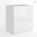 Frameless Gloss White Three Drawer Base Cabinet