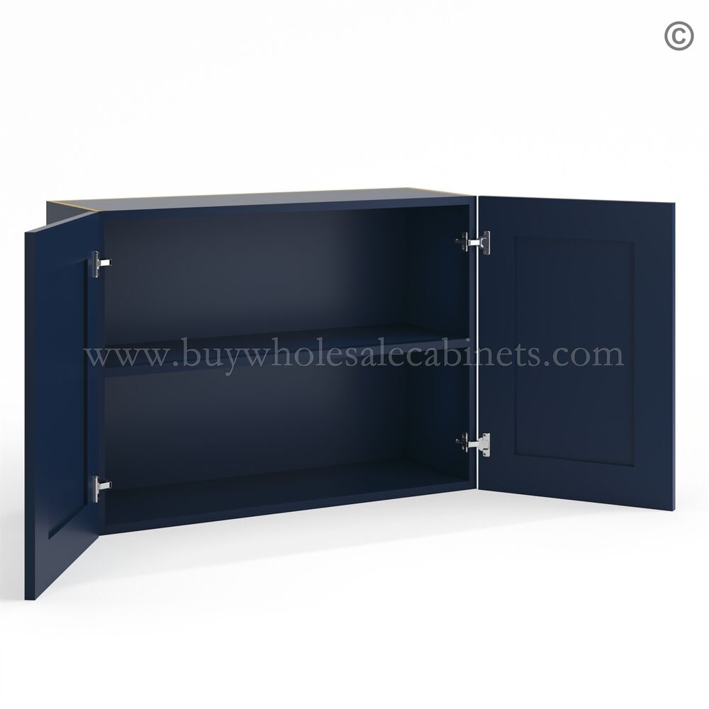 Frameless Oxford Blue 12″ Deep Wall Cabinet – 2 Doors No Shelf