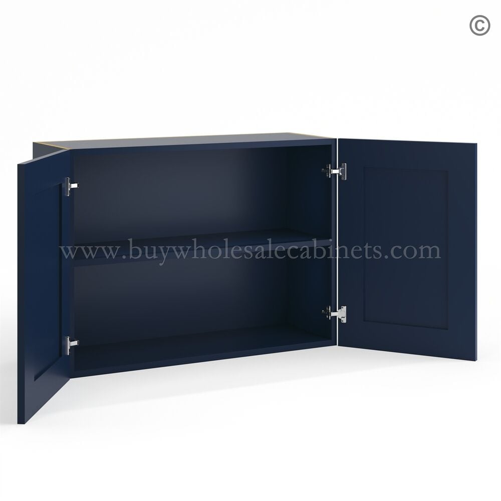 Frameless Oxford Blue 24″ Deep Wall Cabinet – 2 Doors 1 Shelf