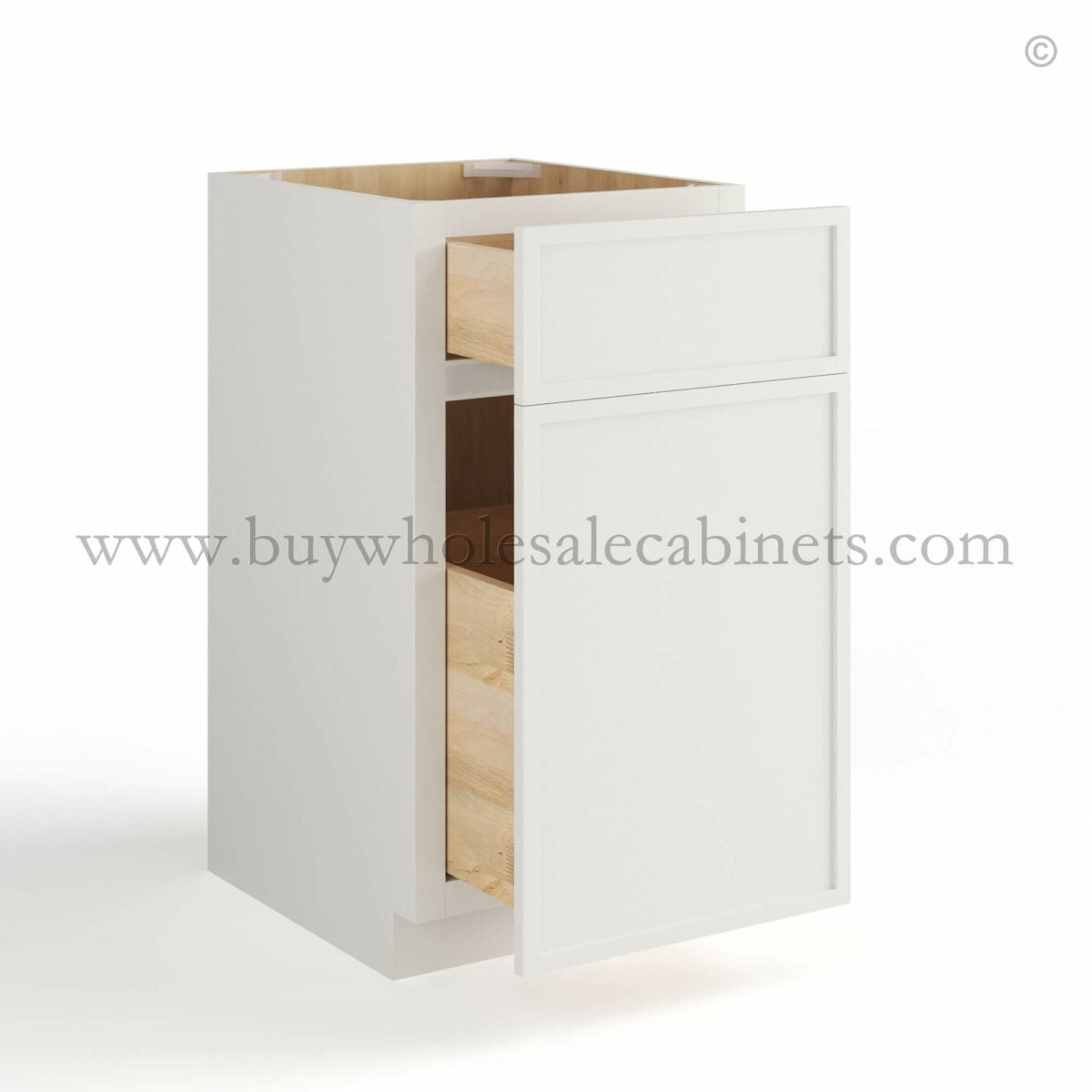 Dove White Slim Shaker Trash Base Cabinet