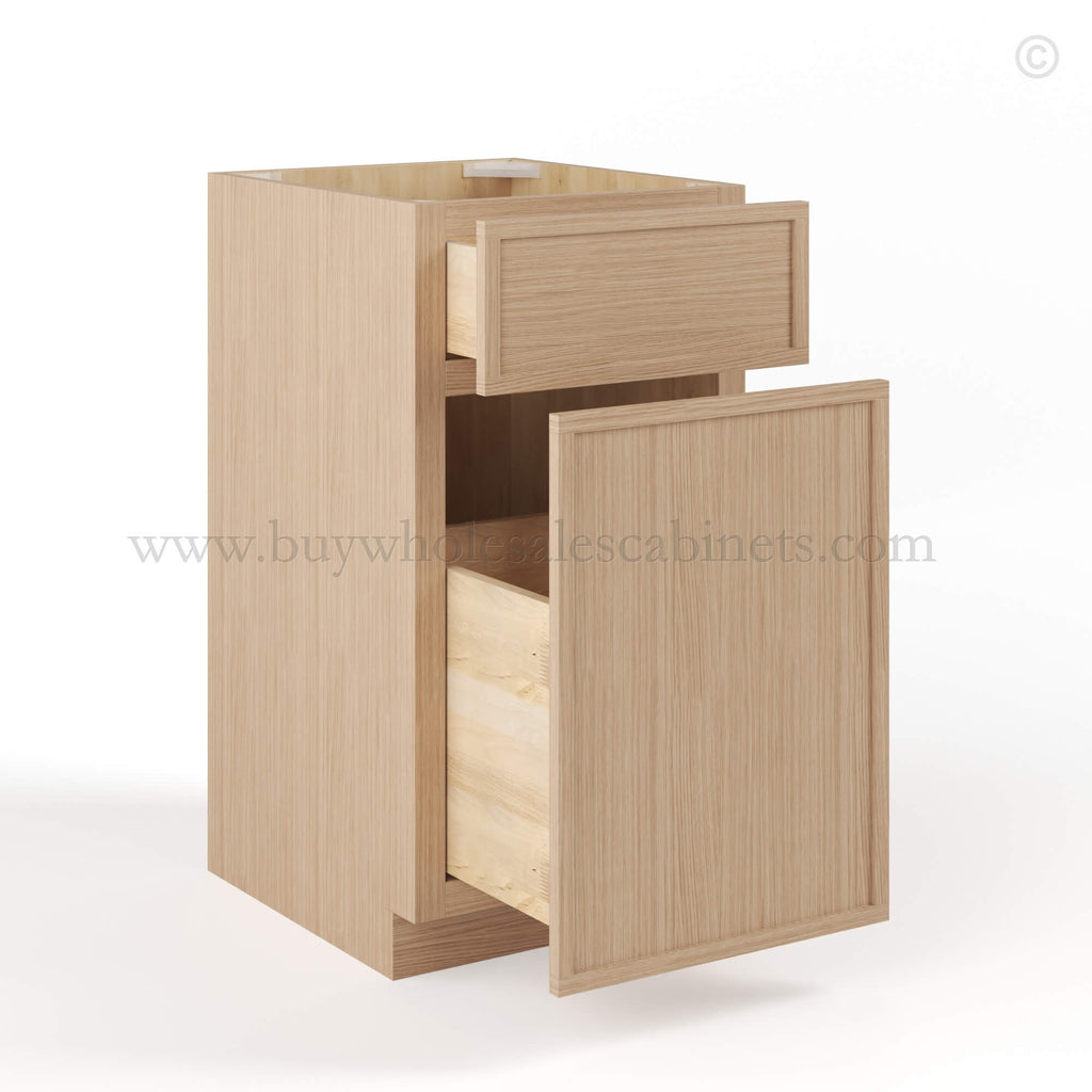 Slim Oak Shaker Trash Base Cabinet