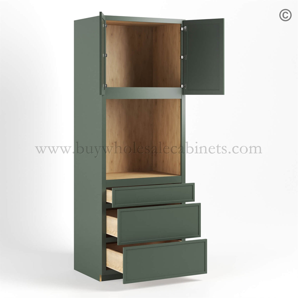 Slim Shaker Green Tall Universal Oven Cabinet