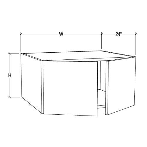 Frameless Modern White Shaker 24″ Deep Wall Cabinet – 2 Doors No Shelf
