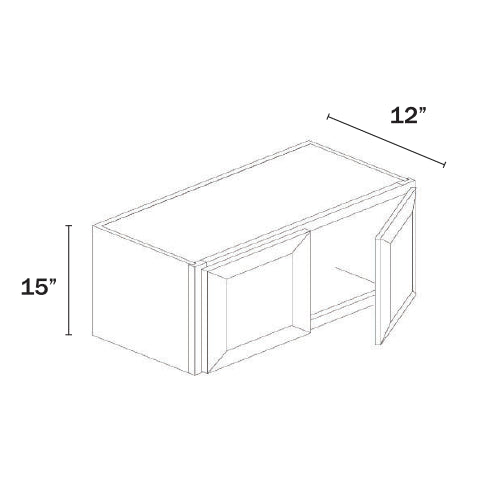 Dorian Gray Shaker Double Door Wall Cabinets 15″H – 12″D