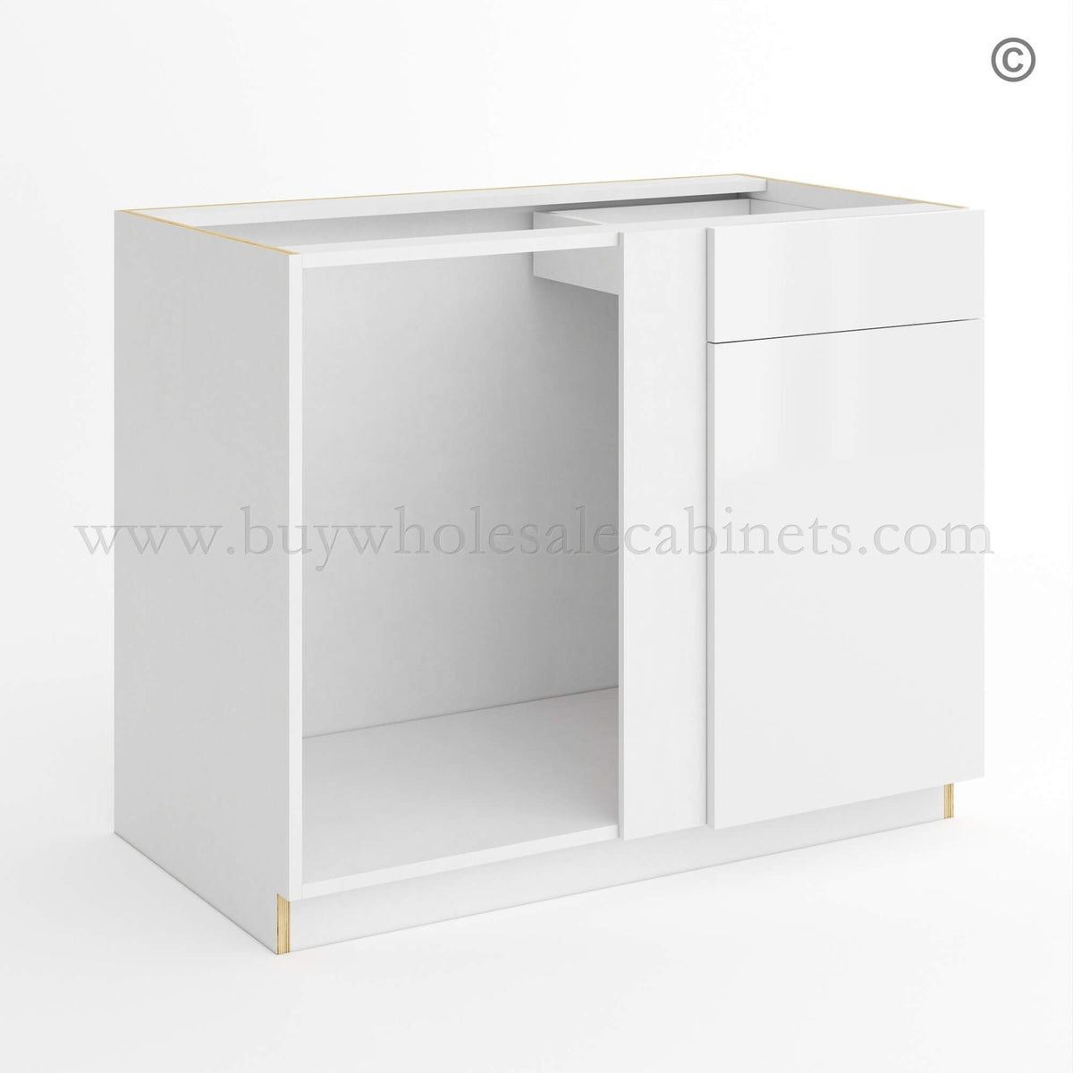 Frameless Gloss White Blind Corner Base Cabinet (Reversible Door)